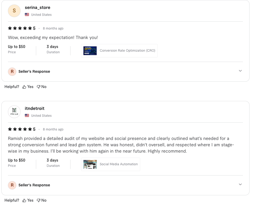Client review screenshot