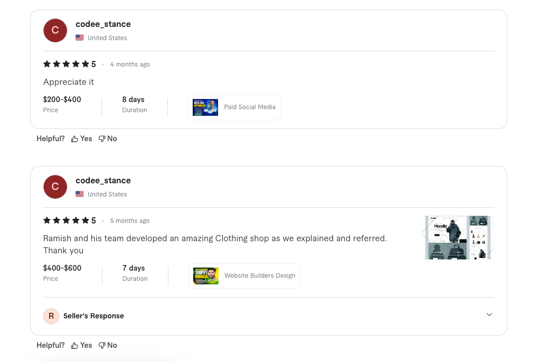 Client review screenshot